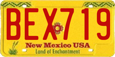 NM license plate BEX719
