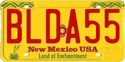 NM license plate BLDA55