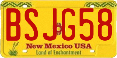 NM license plate BSJG58