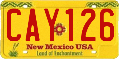 NM license plate CAY126