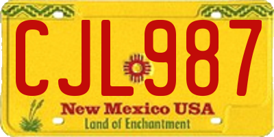 NM license plate CJL987