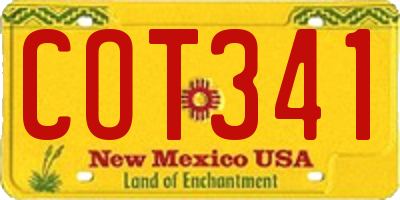 NM license plate COT341