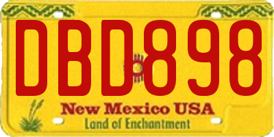 NM license plate DBD898