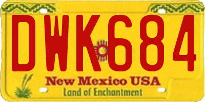 NM license plate DWK684