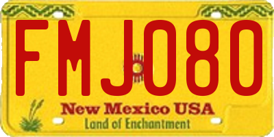 NM license plate FMJ080