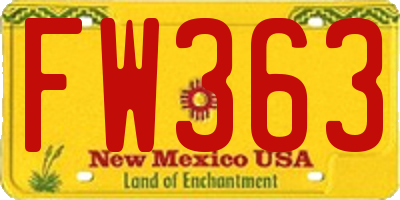 NM license plate FW363