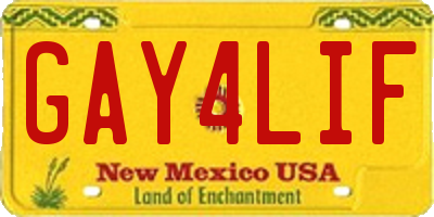 NM license plate GAY4LIF