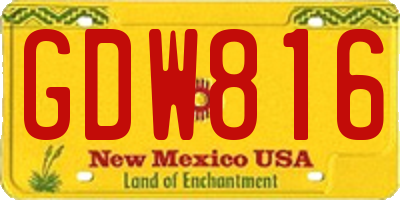 NM license plate GDW816