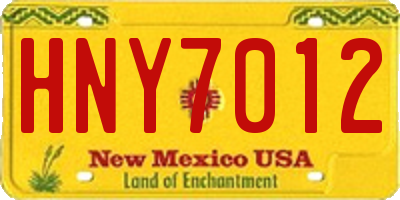 NM license plate HNY7012
