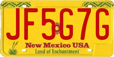 NM license plate JF5G7G