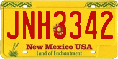 NM license plate JNH3342