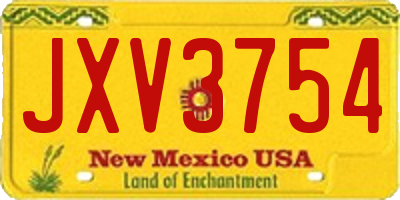 NM license plate JXV3754