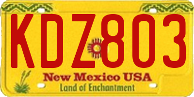 NM license plate KDZ803