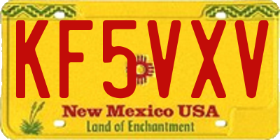 NM license plate KF5VXV