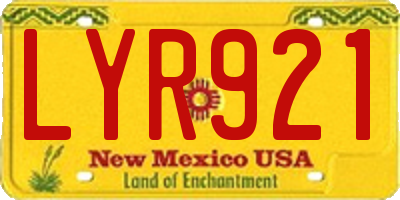 NM license plate LYR921