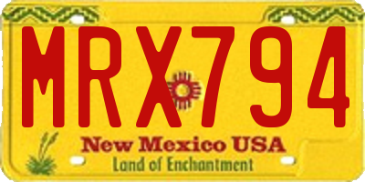 NM license plate MRX794