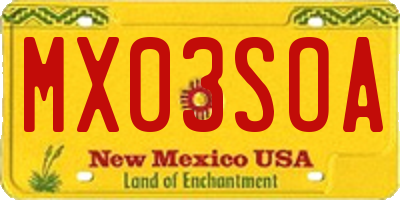 NM license plate MX03SOA