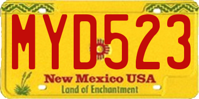 NM license plate MYD523