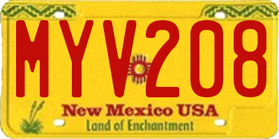 NM license plate MYV208