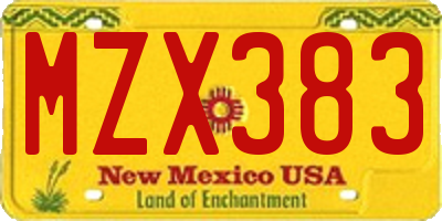 NM license plate MZX383