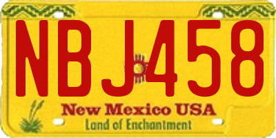 NM license plate NBJ458