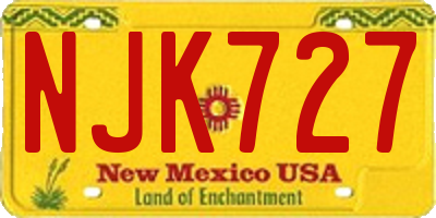 NM license plate NJK727