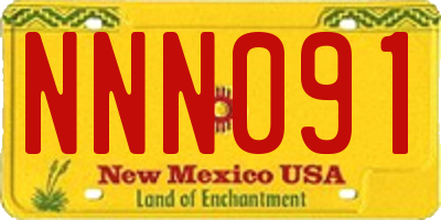 NM license plate NNN091