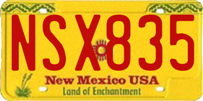 NM license plate NSX835