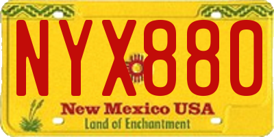 NM license plate NYX880