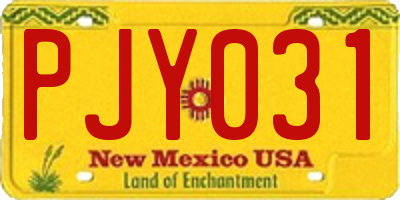 NM license plate PJY031