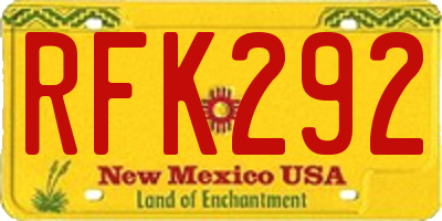 NM license plate RFK292