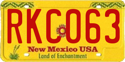 NM license plate RKC063