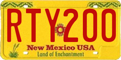 NM license plate RTY200