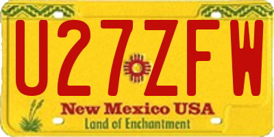 NM license plate U27ZFW