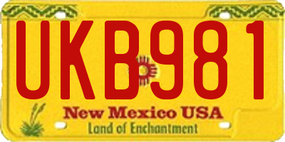 NM license plate UKB981