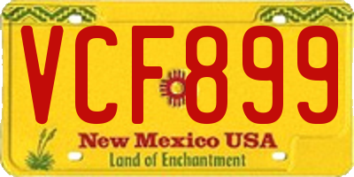 NM license plate VCF899