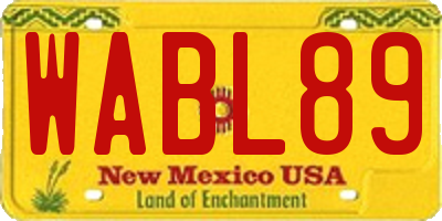 NM license plate WABL89