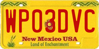 NM license plate WP03DVC