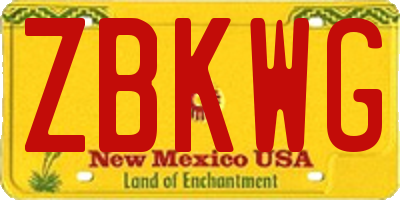 NM license plate ZBKWG