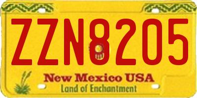 NM license plate ZZN8205