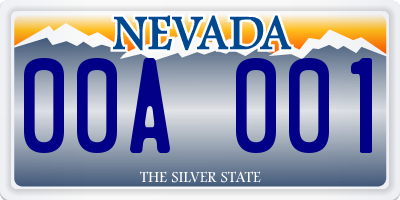 NV license plate 00A001