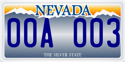 NV license plate 00A003