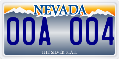 NV license plate 00A004