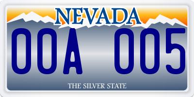 NV license plate 00A005