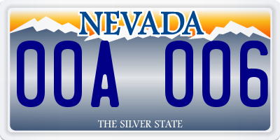 NV license plate 00A006