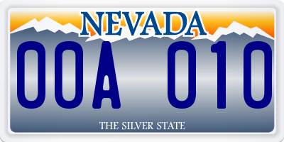 NV license plate 00A010