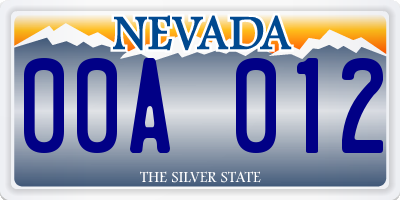 NV license plate 00A012