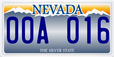 NV license plate 00A016