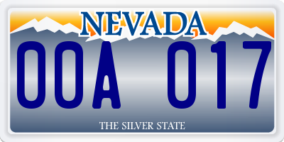 NV license plate 00A017