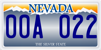 NV license plate 00A022